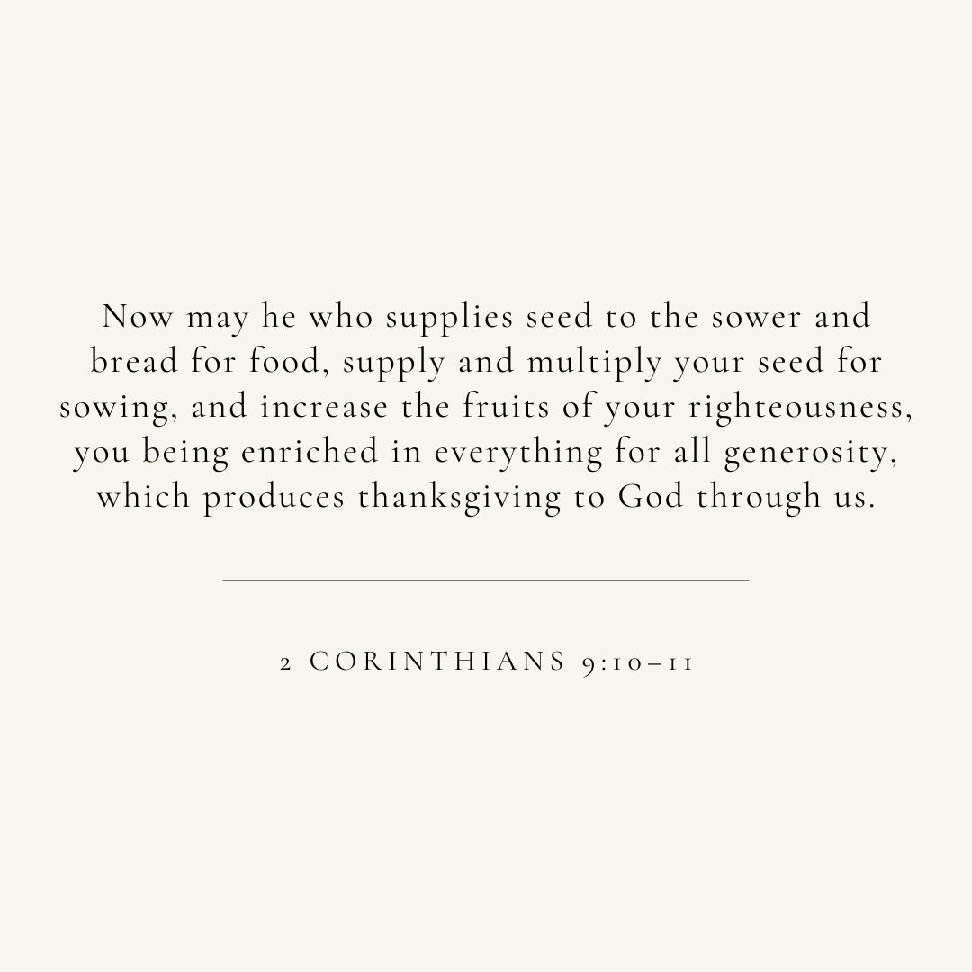 2 Corinthians 9:10–11 verse card
