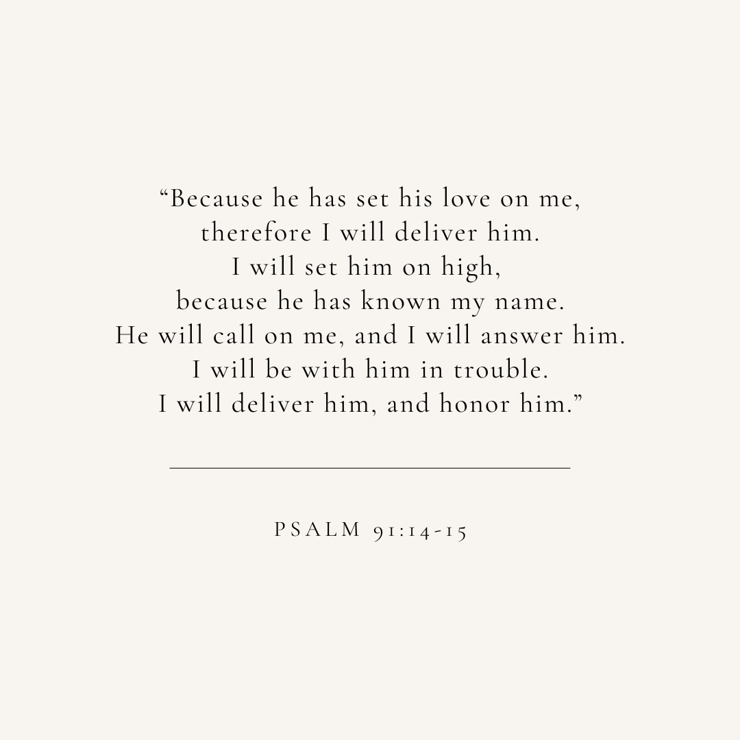 Psalm 91:14-15 verse card
