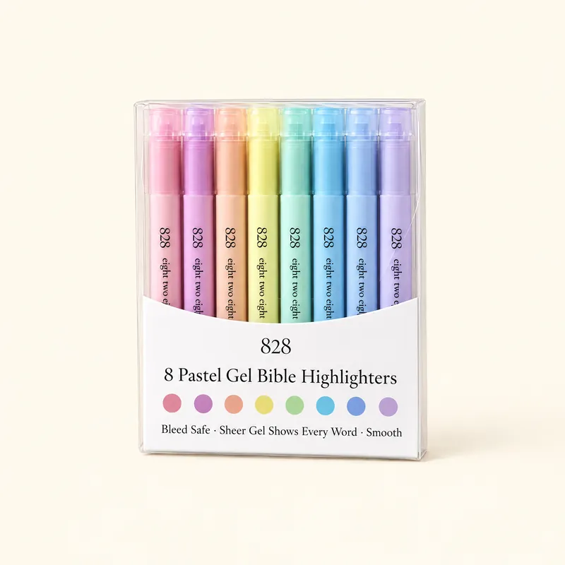 828 Pastel Gel Bible Highlighters, 8 colors in a clear case